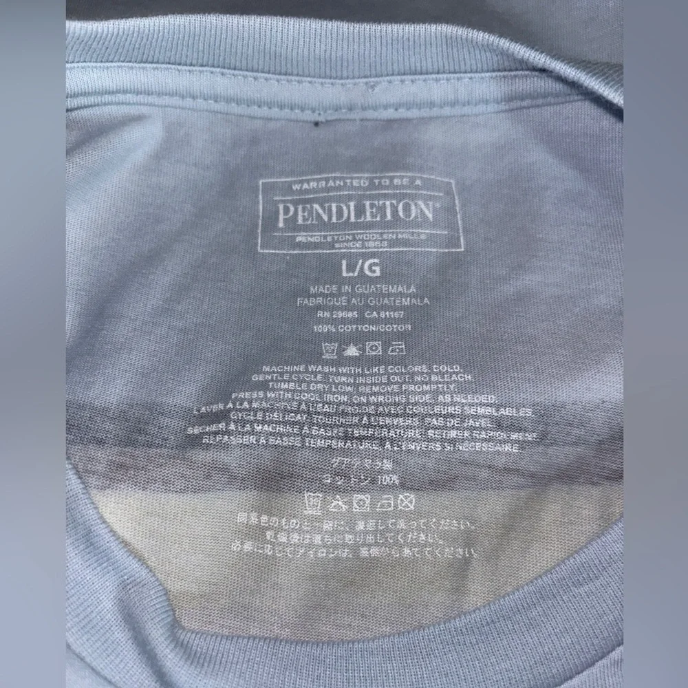 Pendleton Woolen‎ Men Short Sleeve Wyeth Trail  Graphic Blue Tee Shirt Size L